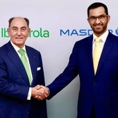 El presidente de Iberdrola, Ignacio Galán, junto al ministro de industria de Abu Dabi y presidente de Masdar, Al Jaber.