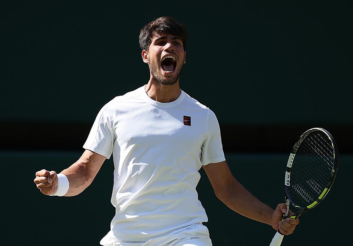 Carlos Alcaraz celebra su victoria ante Taylor Fritz.
