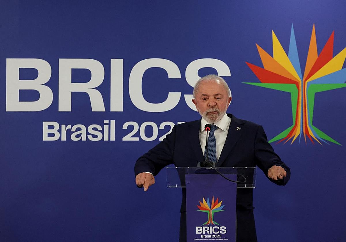 El presidente de Brasil, Luiz Inácio Lula da Silva, durante la reciente cumbre de los BRICS en Sao Paulo.