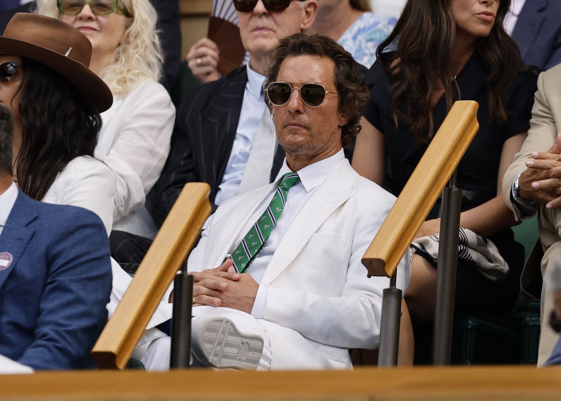 El actor Matthew McConaughey fue uno de los famosos que no se quisieron perder el partidazo disputado en la pista central del All England Club.