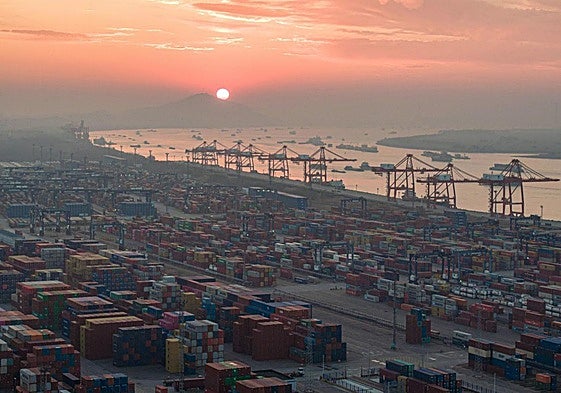 Imagen del puerto de Nankín, en China.