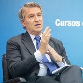 Alberto Núñez Feijóo durante su intervención en los cursos de verano de El Escorial.