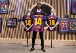 Marcus Rashford, en su presentación con el Barcelona.