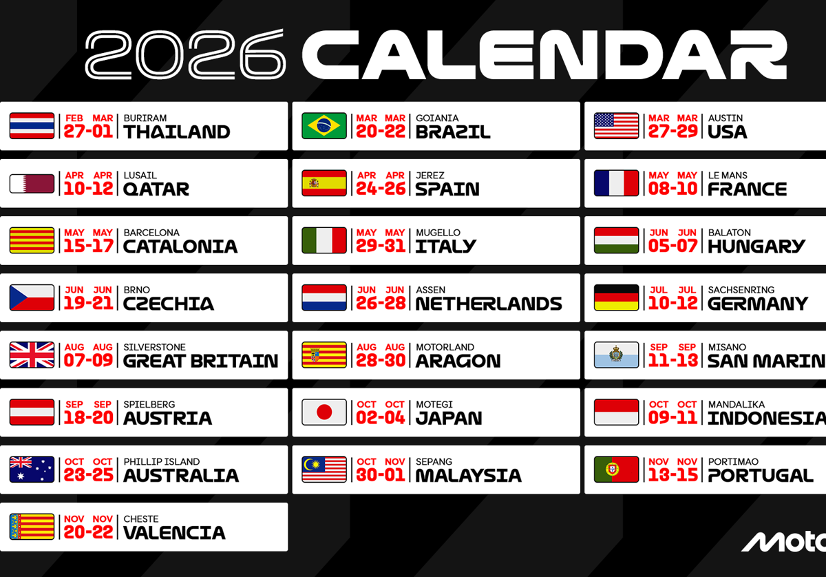 MotoGP desvela su calendario para 2026