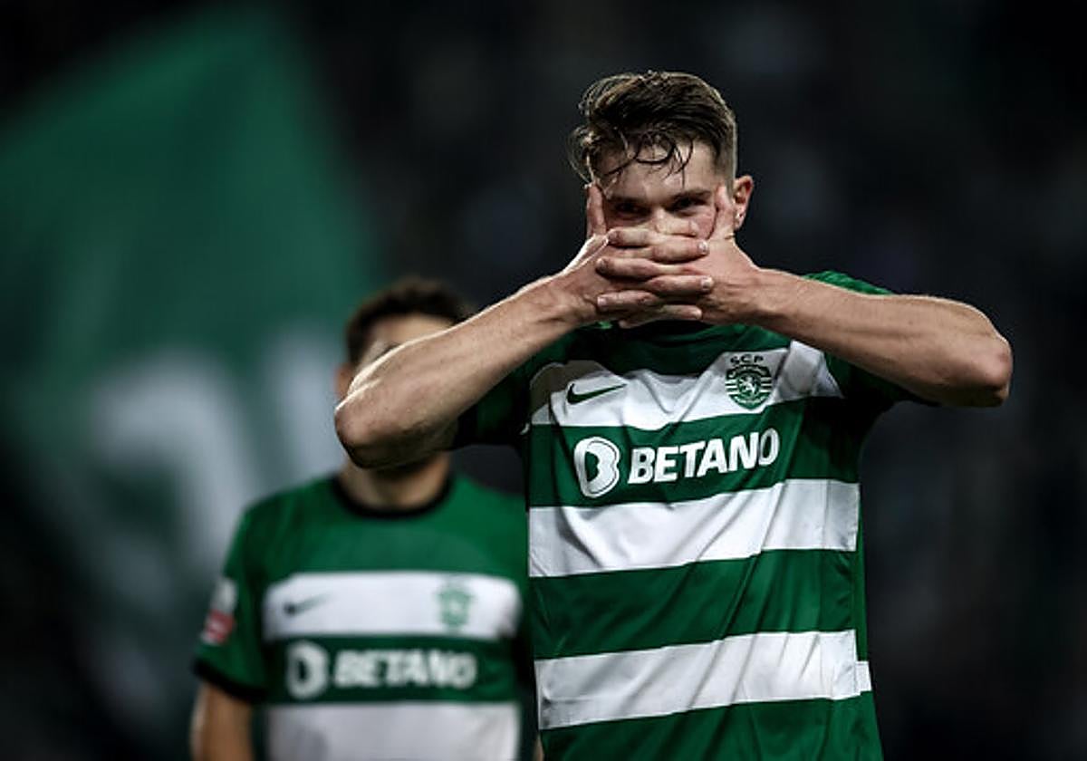 Viktor Gyökeres, con su celebración característica