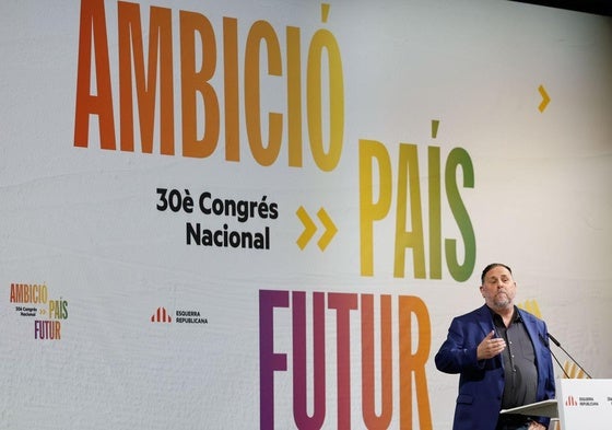 Oriol Junqueras, durante su intervención en la clausura del 30º Congreso Nacional de ERC.