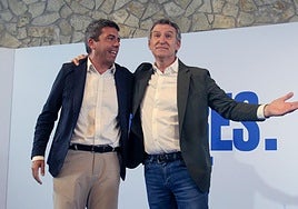 Carlos Mazón y Alberto Núñez Feijóo, el 10 de junio, en Alicante.