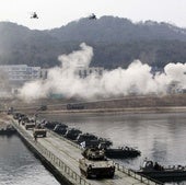 Maniobras del ejército de Corea del Sur, que suministrará tanques a Polonia.