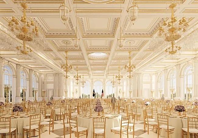 Así será el interior del futuro salón de baile de la Casa Blanca, con el oro como material principal.