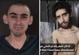 Ram Braslavski y Evyatar David, en sendas imágenes captadas de los vídeos de Hamás cuya publicación ha sido autorizada por sus familias.