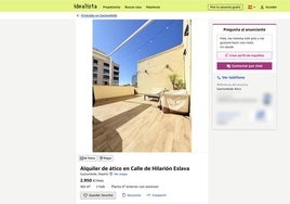 Captura del portal inmobiliario Idealista donde se oferta el ático.