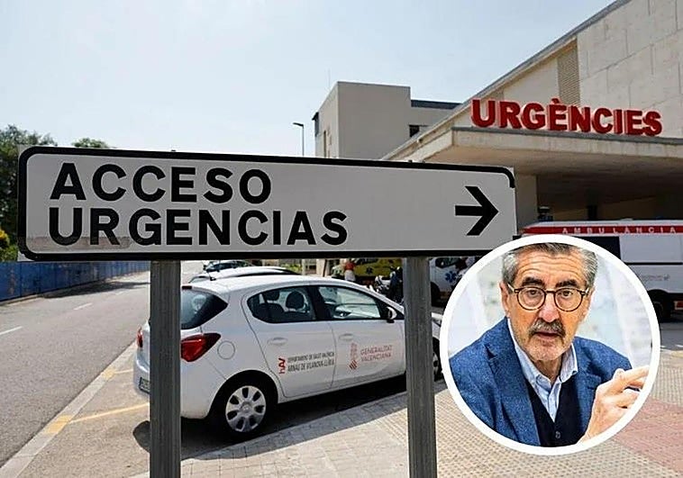 Entrada de urgencias (i) y José María Ángel (d).