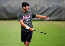 Carlos Alcaraz, durante un entrenamiento.