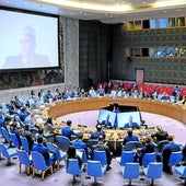 Los miembros del Consejo de Seguridad de Naciones Unidas durante su reunión de urgencia de este domingo en para abordar los nuevos planes militares de Israel en Gaza.