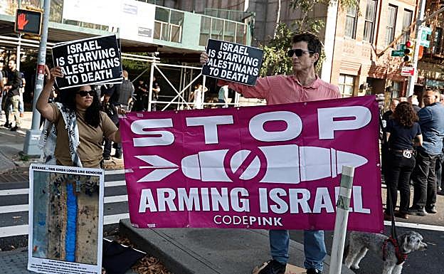 Una protesta frente a la sede de la ONU por la guerra en la Franja.