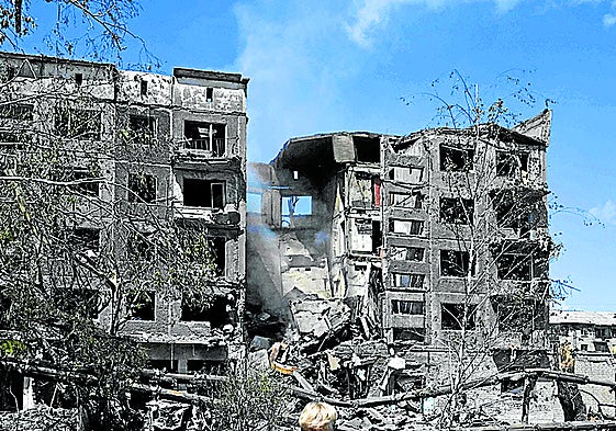 Edificios de la región de Donetsk bombardeados por el ejército ruso.