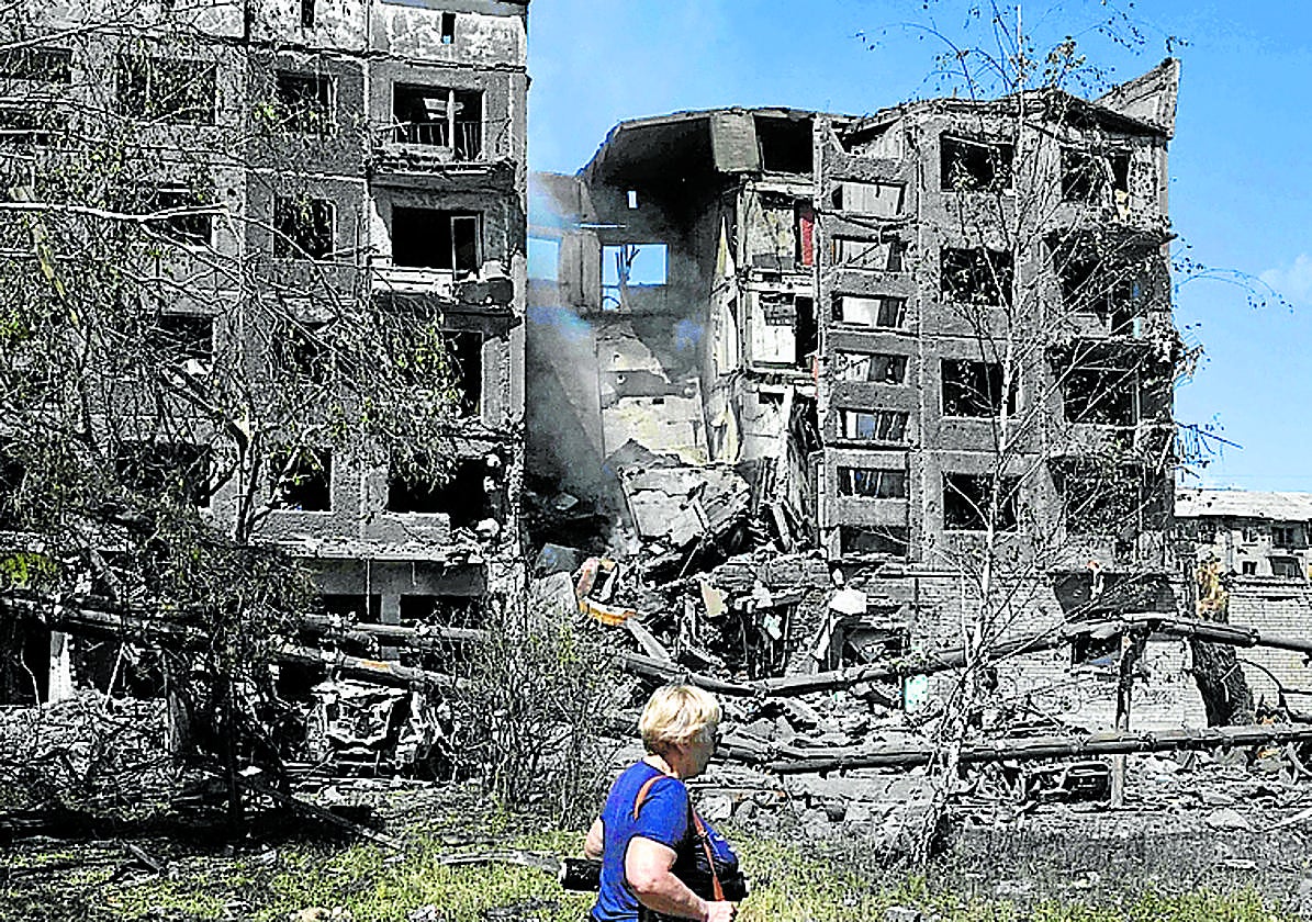Edificios de la región de Donetsk bombardeados por el ejército ruso.