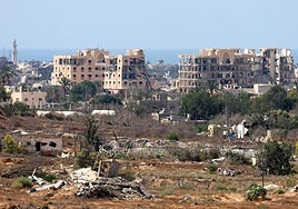 Imagen de Ciudad de Gaza desde la frontera israelí.
