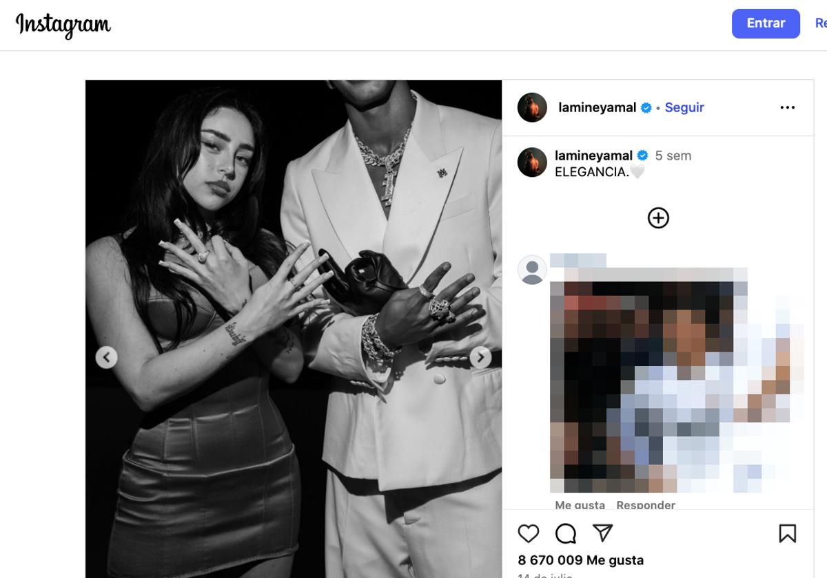 Nicki Nicole y Lamine Yamal posan en la fiesta de cumpleaños del futbolista azulgrana.