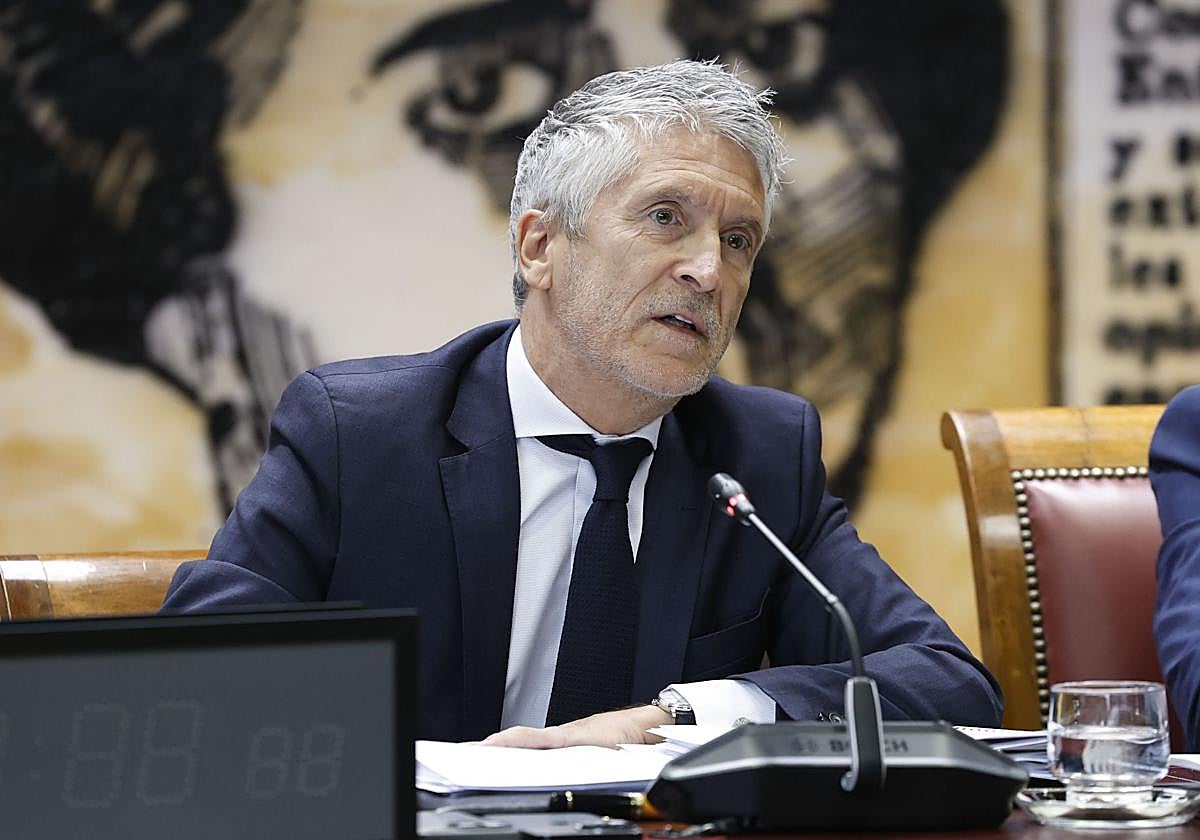 El ministro Marlaska, durante su comparecencia en el Senado.