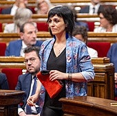 La cabeza de lista de Aliança Catalana, Silvia Orriols, en el Parlament de Catalunya