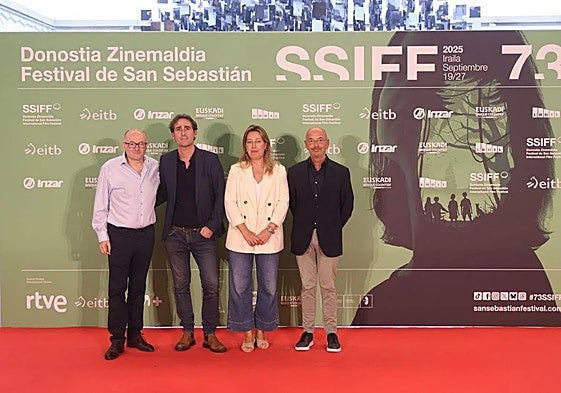 José Luis Rebordinos, David Taberna, Arantxa Aldaz y Javier Roldán, en la presentación de la película