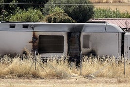 Tren quemado el pasado sábado.