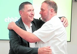 Arnaldo Otegi, líder de EH Bildu, junto a Oriol Junqueras, líder de ERC