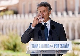 El líder del PP, Alberto Núñez Feijóo, en un acto del PP el lunes.