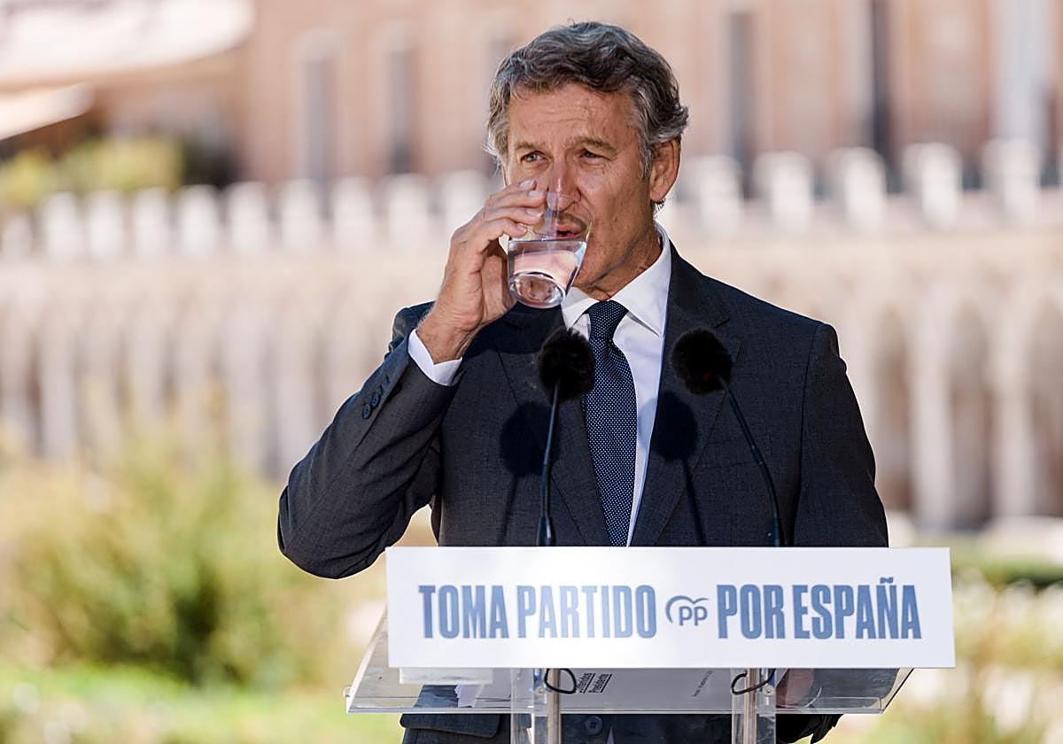 El líder del PP, Alberto Núñez Feijóo, en un acto del PP el lunes.