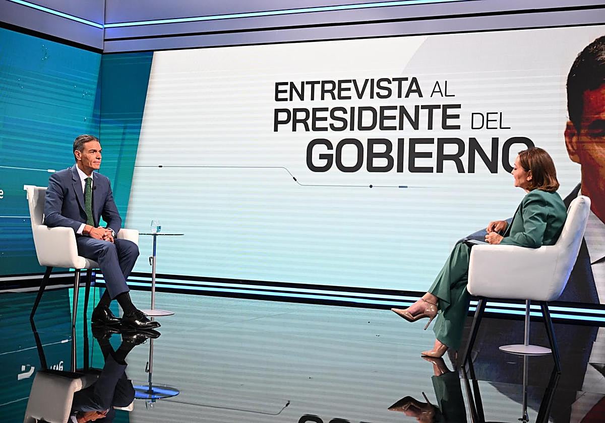 Pedro Sánchez, durante la entrevista de RTVE