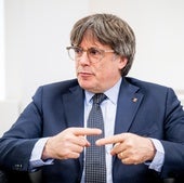 El presidente de Junts Carles Puigdemont durante la reunión con Salvador Illa