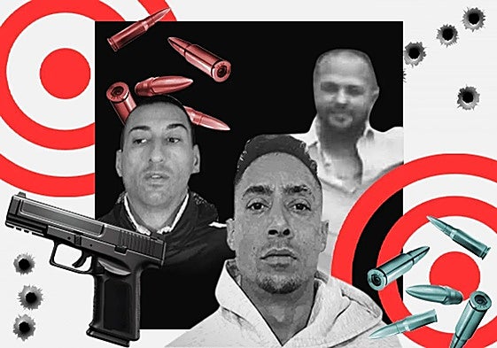 De izquierda a derecha, Francisco C., Pedro B. (alias el Mejicano) y Juan M., los tres pistoleros.