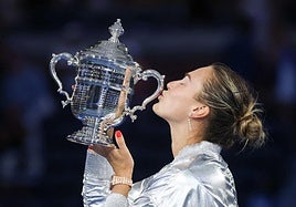 Aryna Sabalenka celebra este sábado su victoria en el Abierto de Estados Unidos.