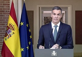 Pedro Sánchez, durante la comparecencia.