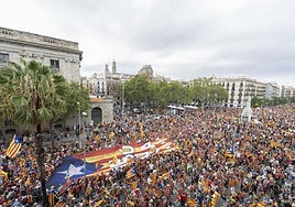 Vista de la movilización con motivo de la Diada del 11 de septiembre.
