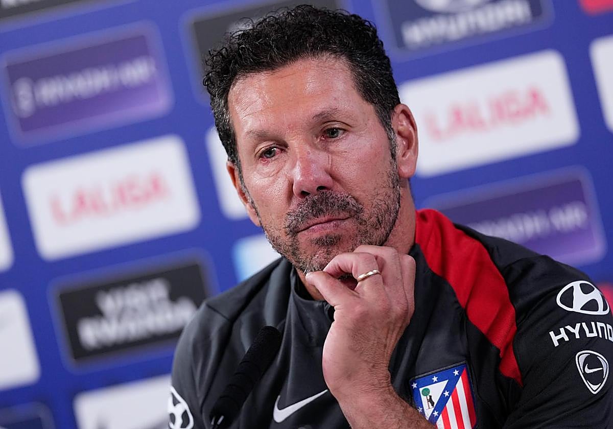 Simeone, durante la rueda de prensa del duelo frente al Villareal.