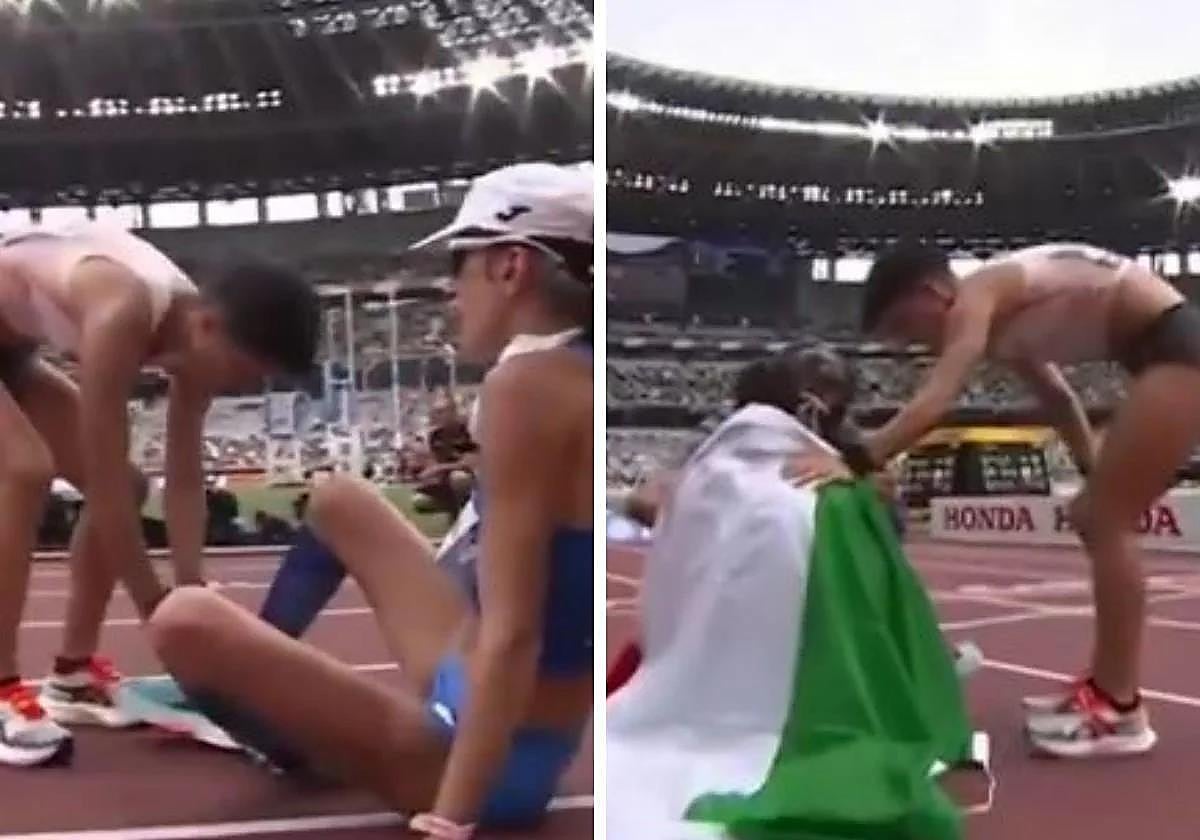 María Pérez junto a su rival Antonella Palmisano.