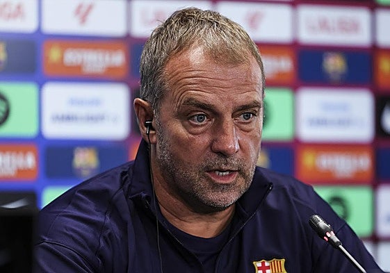 Hansi Flick, durante la rueda de prensa previa al duelo frente al Valencia.
