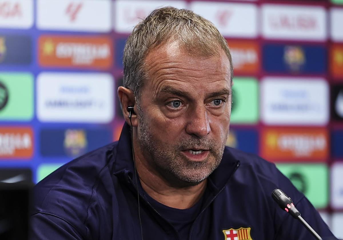 Hansi Flick, durante la rueda de prensa previa al duelo frente al Valencia.