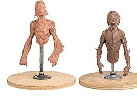 Dos maquetas de arcilla del hombre anfibio de 'La forma del agua', en un lote de la subasta.