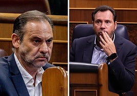 El exministro y diputado José Luis Ábalos y el ministro de Transportes Óscar Puente.