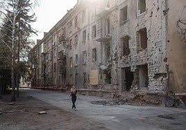 Un edificio arrasado en Kramatorsk.