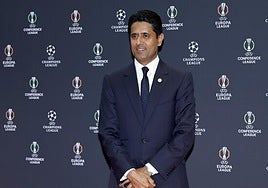 Nasser Al Khelaifi, presidente del PSG, en una ceremonia.