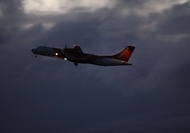 Un avión, en pleno vuelo.