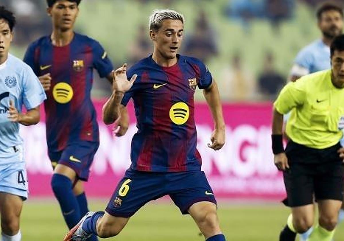 Gavi, en un partido de pretemporada.