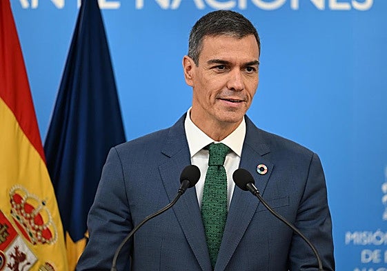 El presidente del Gobierno, Pedro Sánchez, este miércoles en la sede de la Representación Permanente de España ante Naciones Unidas.