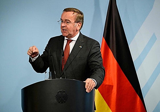 El ministro de Defensa alemán, Boris Pistorius, en una rueda de prensa.