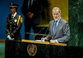 Felipe VI, durante su intervención en la ONU.