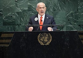 Benjamín Netanyahu, durante su discurso en la ONU.